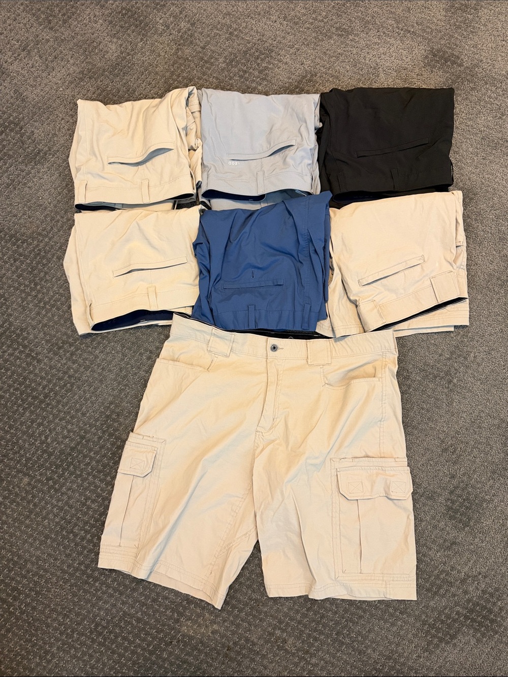 Assorted Men's Cargo/golf Shorts - Beige, Blue, Black Options